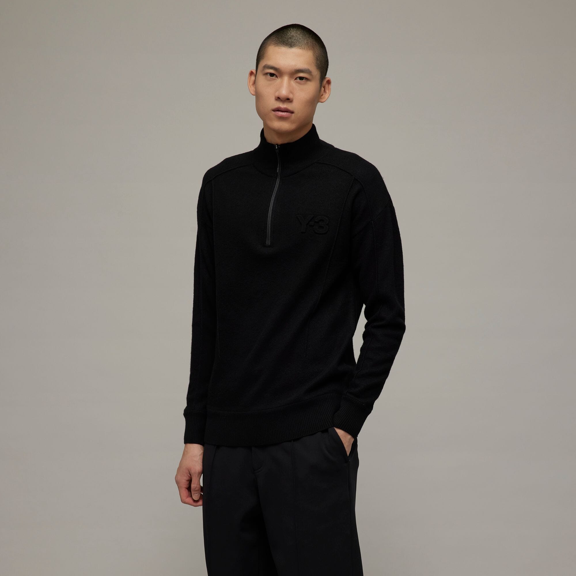 Y-3 CLASSIC MERINO BLEND KNIT HALF-ZIP SWEATER メンズ Y-3