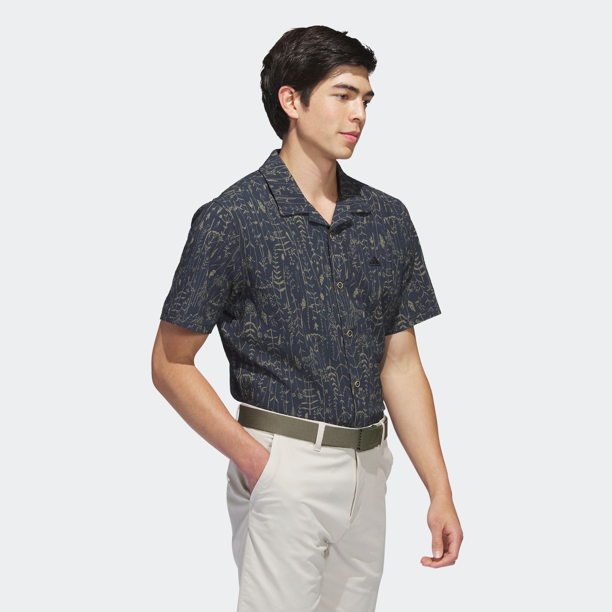 ボタニカルプリント 半袖フルオープンウーブンシャツ メンズ ゴルフ