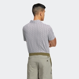 ウッドタイルパターンプリント 半袖ポロシャツ