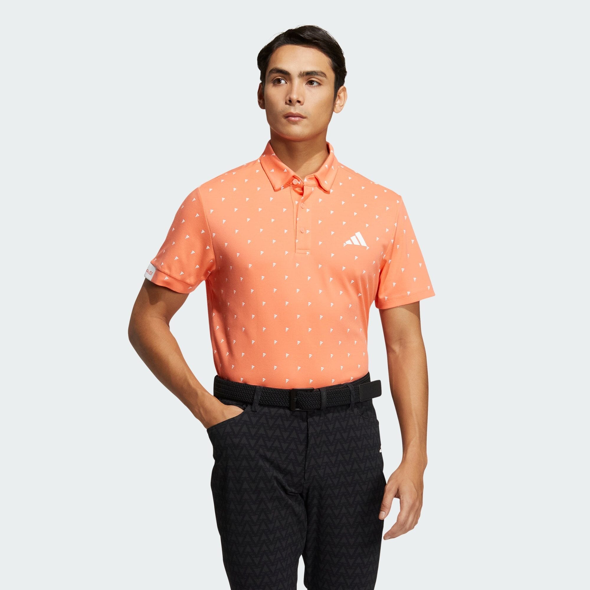 アディダスロゴモノグラムプリント 半袖ボタンダウンシャツ メンズ ゴルフ