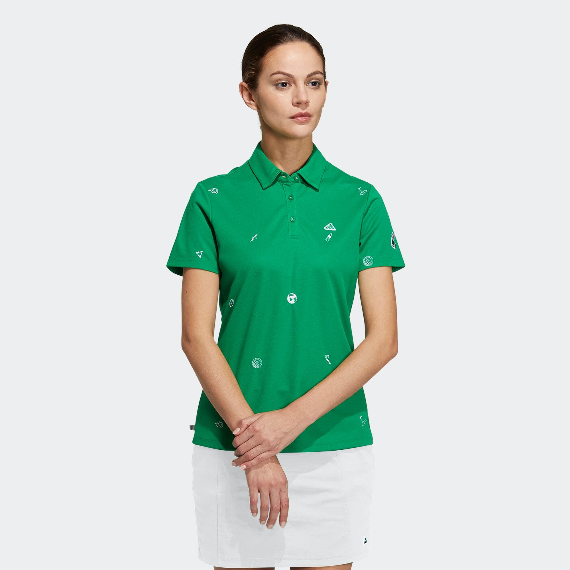 PLAY GREEN モノグラム刺繍 半袖ボタンダウンシャツ レディース ゴルフ
