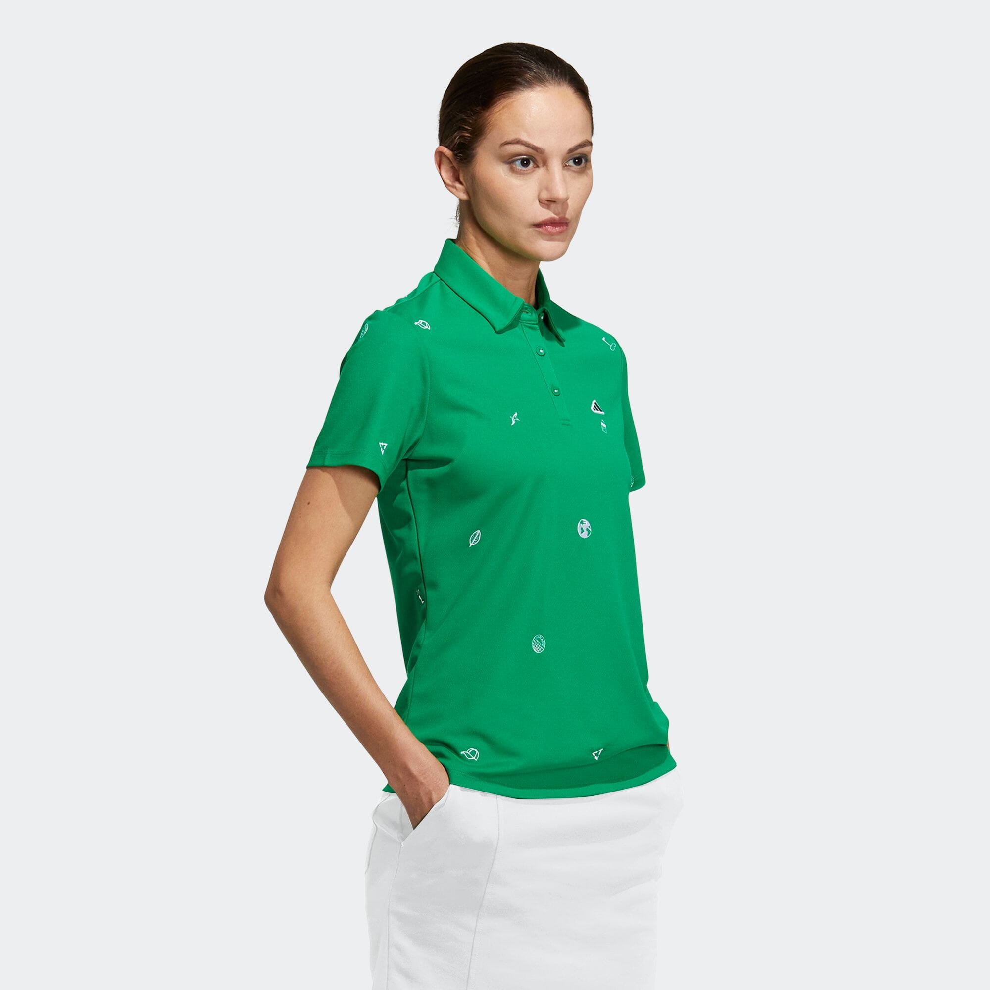 PLAY GREEN モノグラム刺繍 半袖ボタンダウンシャツ レディース ゴルフ